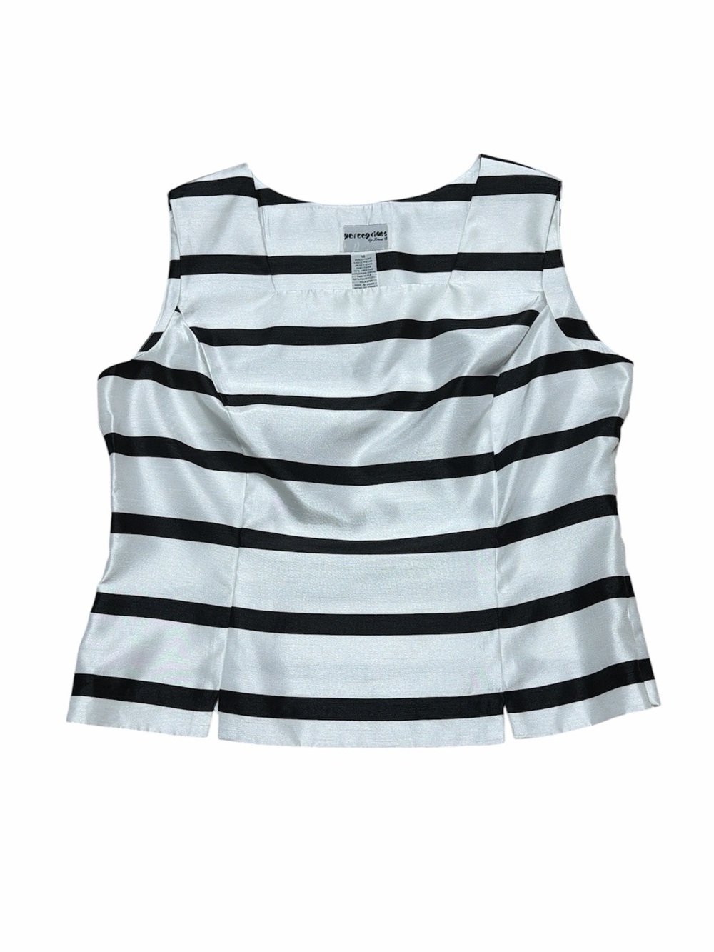 Vintage Perceptions By Irene B Sleeveless Blouse Women’s 14 Black White Stripes